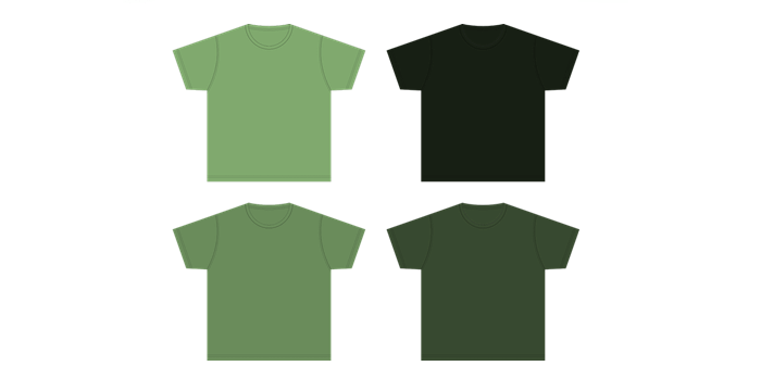 green t-shirts. Fashion retail.
